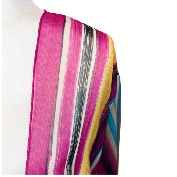 NOW & FOREVER Vibrant Hot Pink Striped Sheer Cardigan - Picture 9 of 12